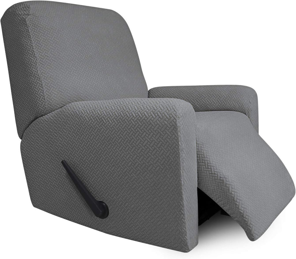 4-Piece Stretch Jacquard Recliner Sofa Cover with Elastic Loop, Dark Gray G767