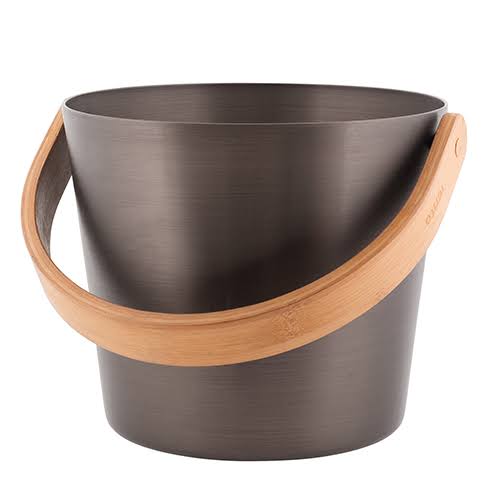Tar Brown Aluminum Bamboo Sauna Pail Y4952