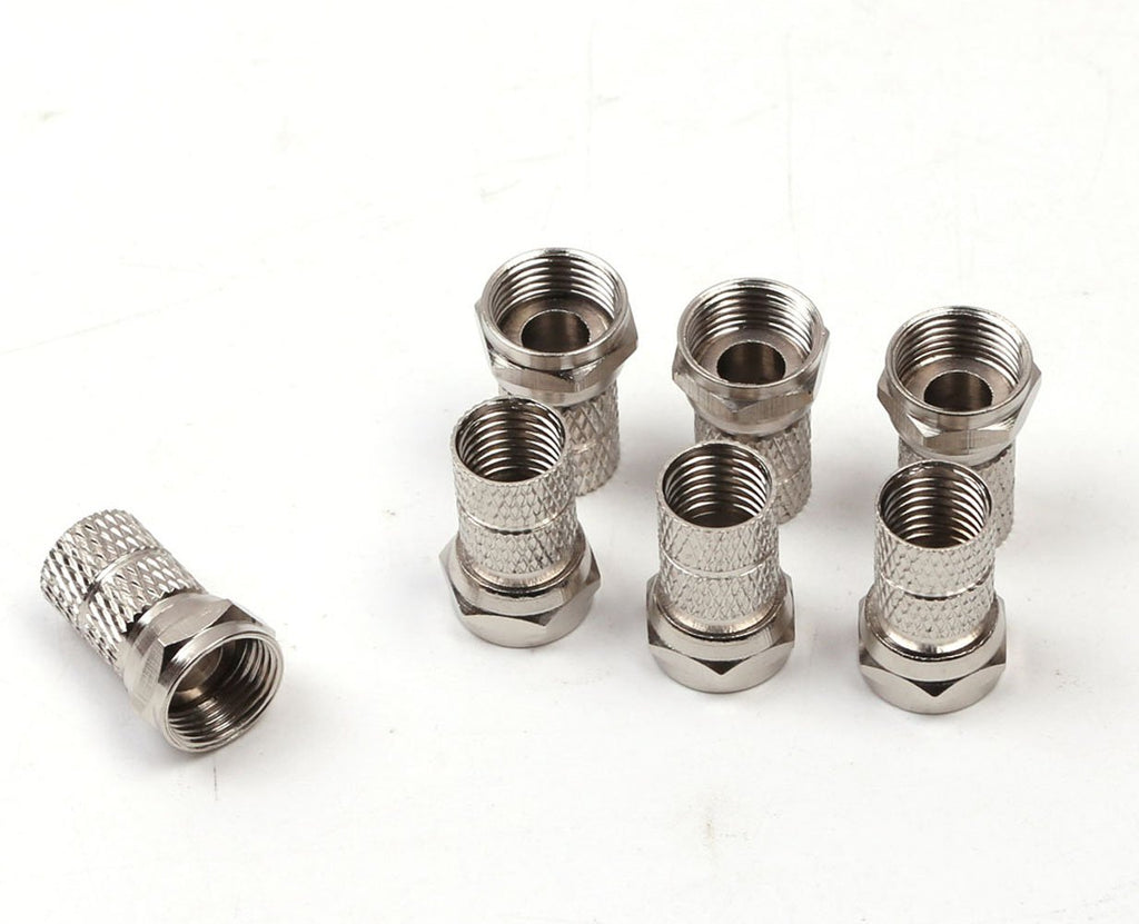 RG6 F-Type Twist-On Coaxial Cable Connector 6PCS Silver W69627