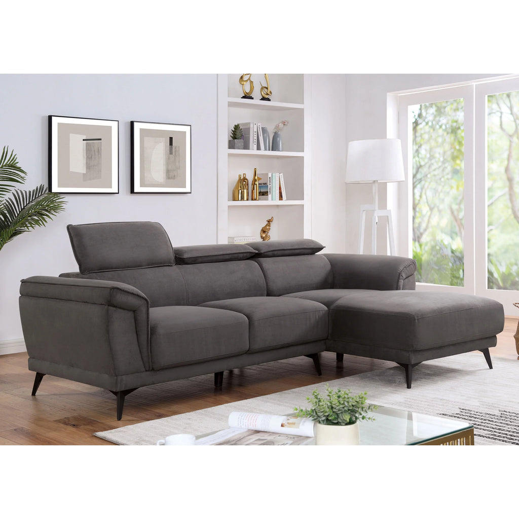 Contemporary Fabric Padded Sectional with Armless Chair L945