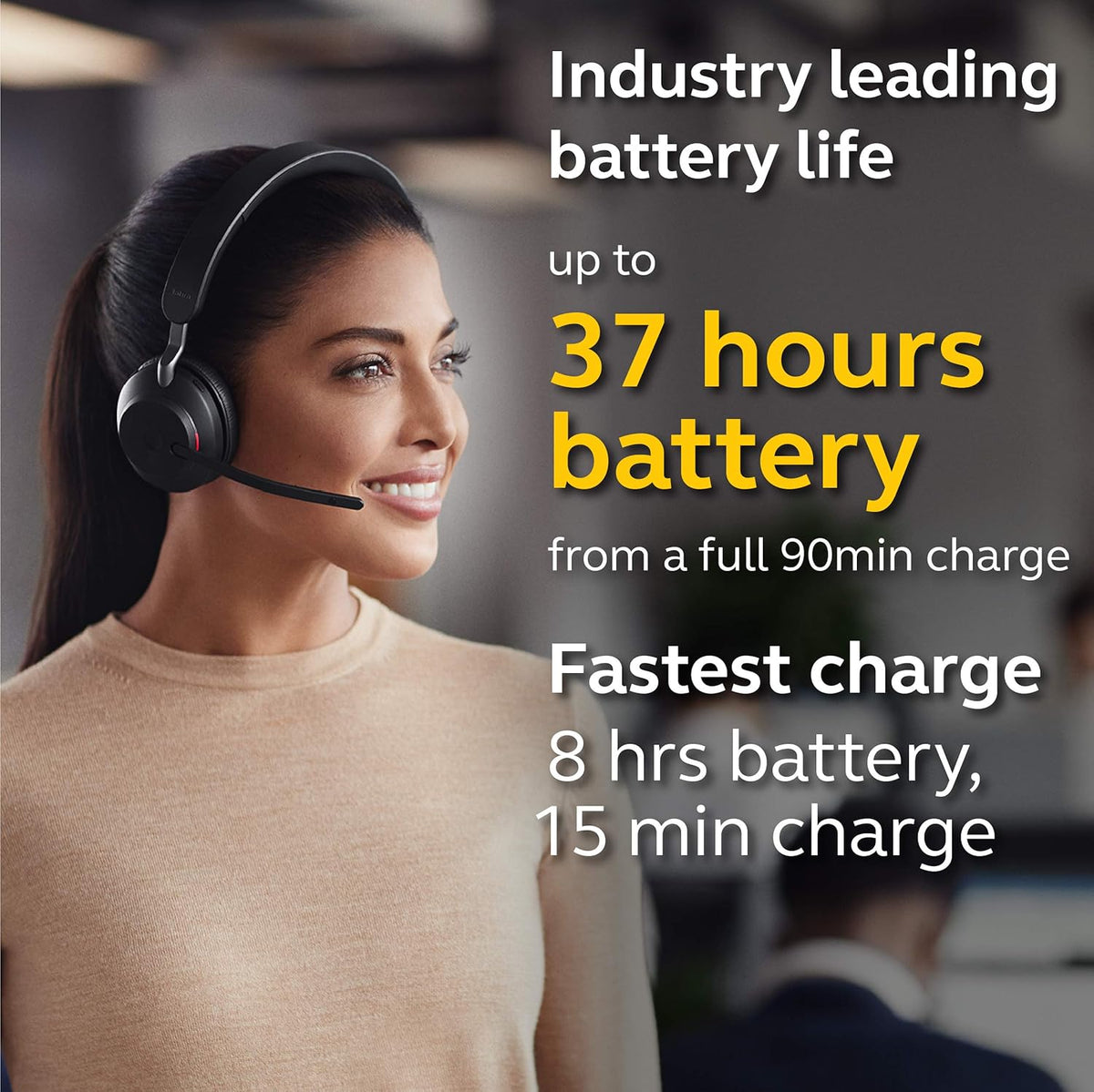 Jabra Evolve2 65 Wireless Bluetooth Headset, Stereo, Black M4910