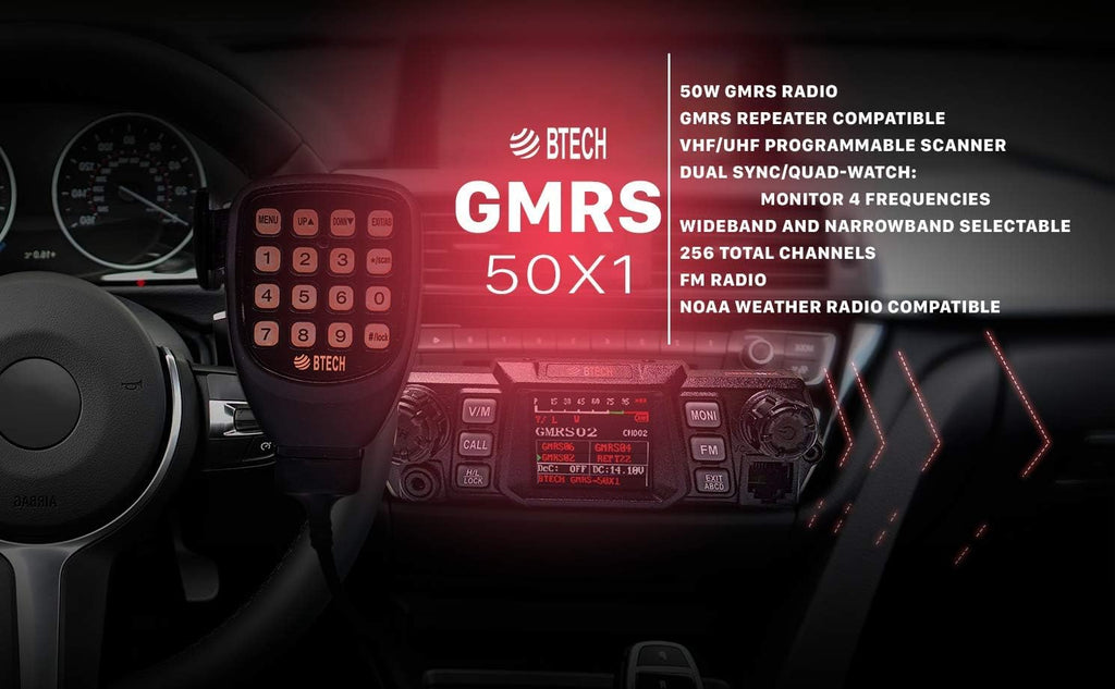50 Watt GMRS Two-Way Radio with Dual Band Scanning Receiver V548166