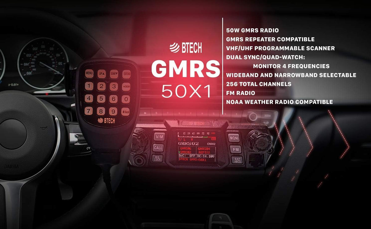 50 Watt GMRS Two-Way Radio with Dual Band Scanning Receiver V548166