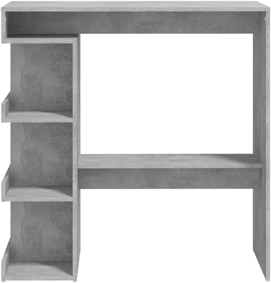 Concrete Gray Bar Table with Storage Rack A997347