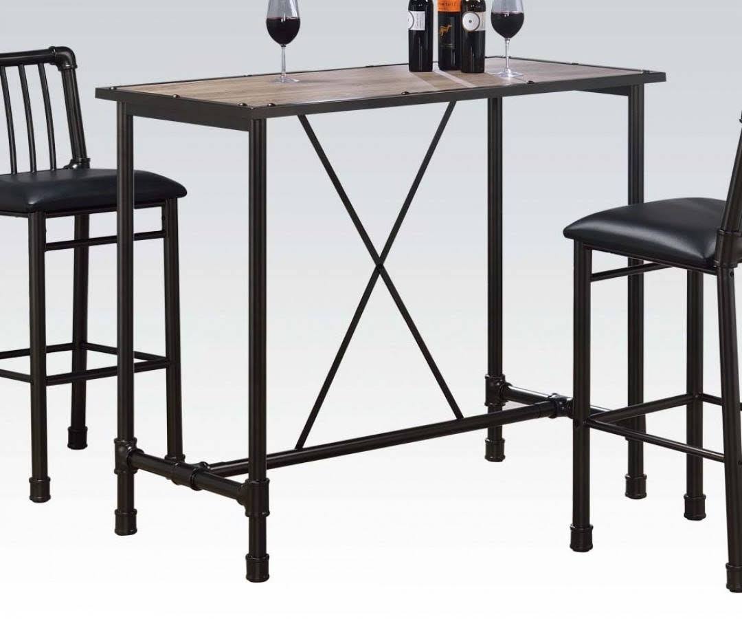 Rustic Oak/Black Metal/Wood Counter Table C78963