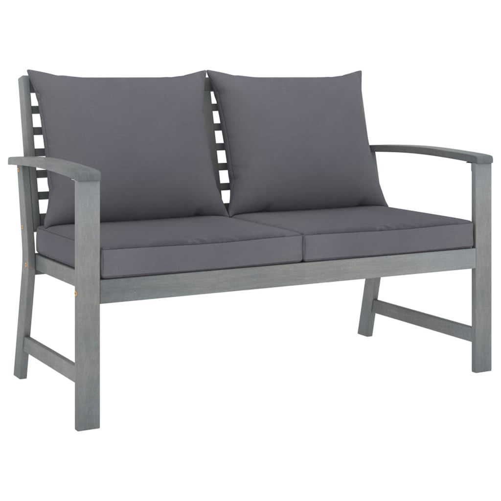 3 Piece Gray Acacia Wood Outdoor Patio Lounge Set with Cushions A9907