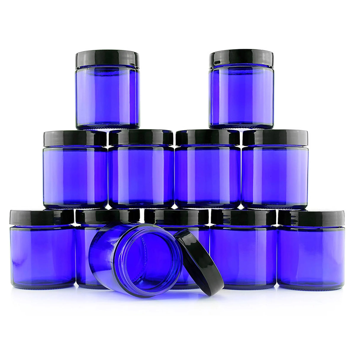 Cobalt Blue Glass Cosmetic Jars 12-Pack G9803