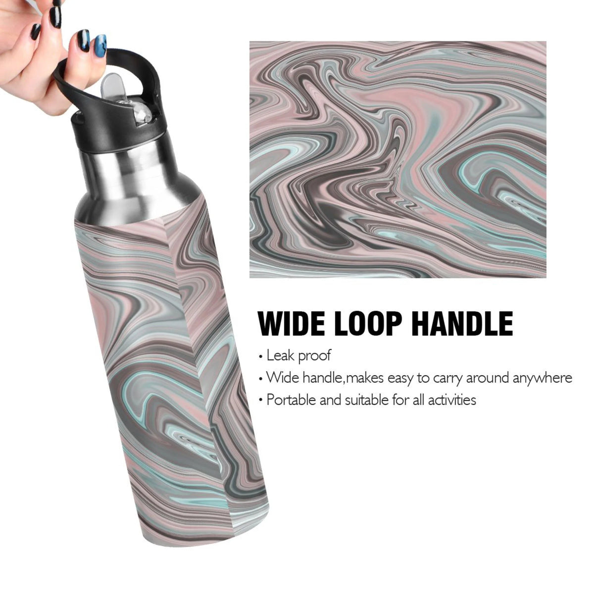 Pink Stainless Steel Insulated Water Bottle with Straw Lid G92213