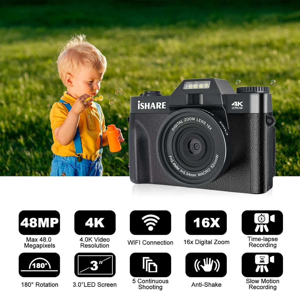 4K 48MP Full HD WiFi Digital Camera with Flip Screen M9450