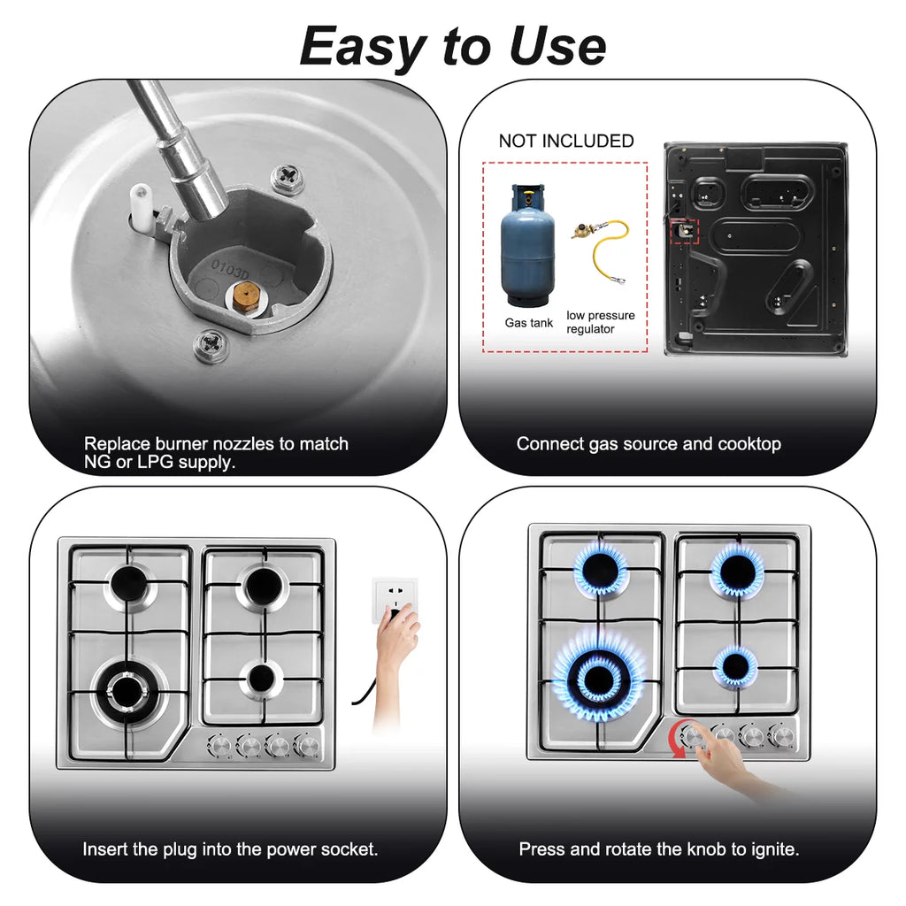 4 Burner Stainless Steel Gas Cooktop O976