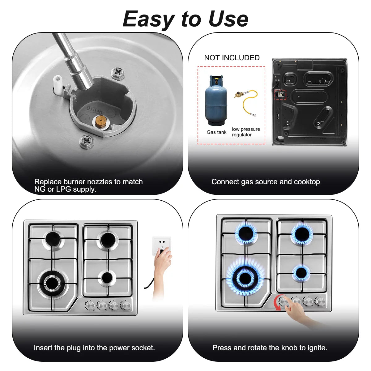 4 Burner Stainless Steel Gas Cooktop O976
