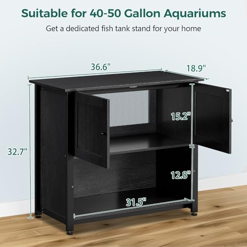 Fish Tank Stand with Cabinet, Metal, 1000LBS O16313