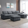 Dark Grey Modular Sectional Sofa with Ottomans A909