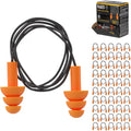 Orange 25dB NRR Reusable Corded Earplugs 50-Pack I24659