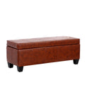 Brown Faux Leather Storage Ottoman Bench D724