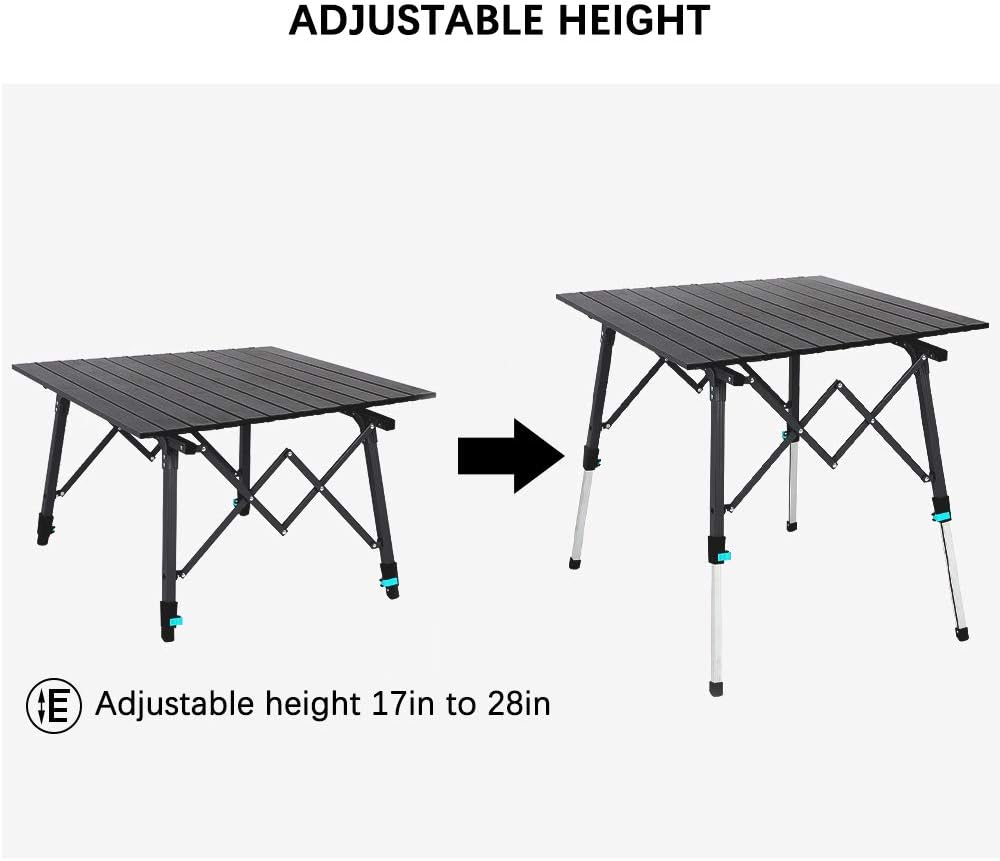 Portable Aluminum Folding Camping Table with Carry Bag (Black) T4421
