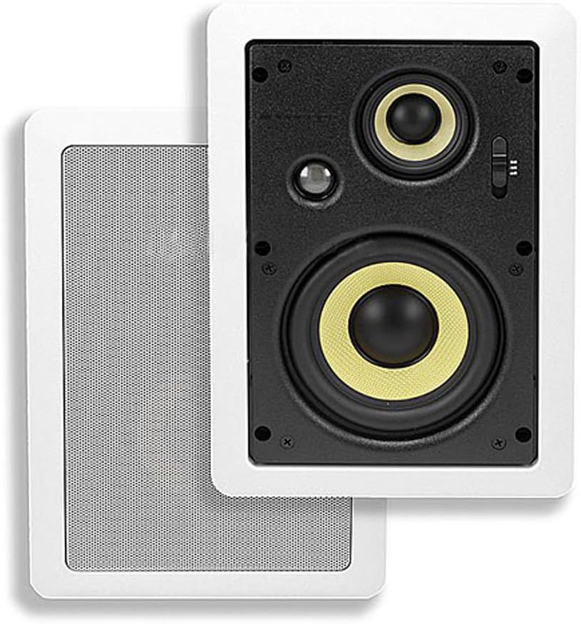 3-Way Fiber In-Wall Speakers 8 Inch Pair With Removable And Paintable Grille C875