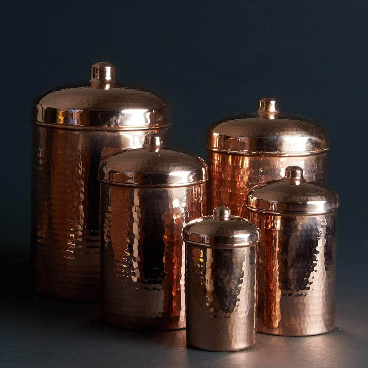 Copper Kitchen Canisters, Five Pieces S52249