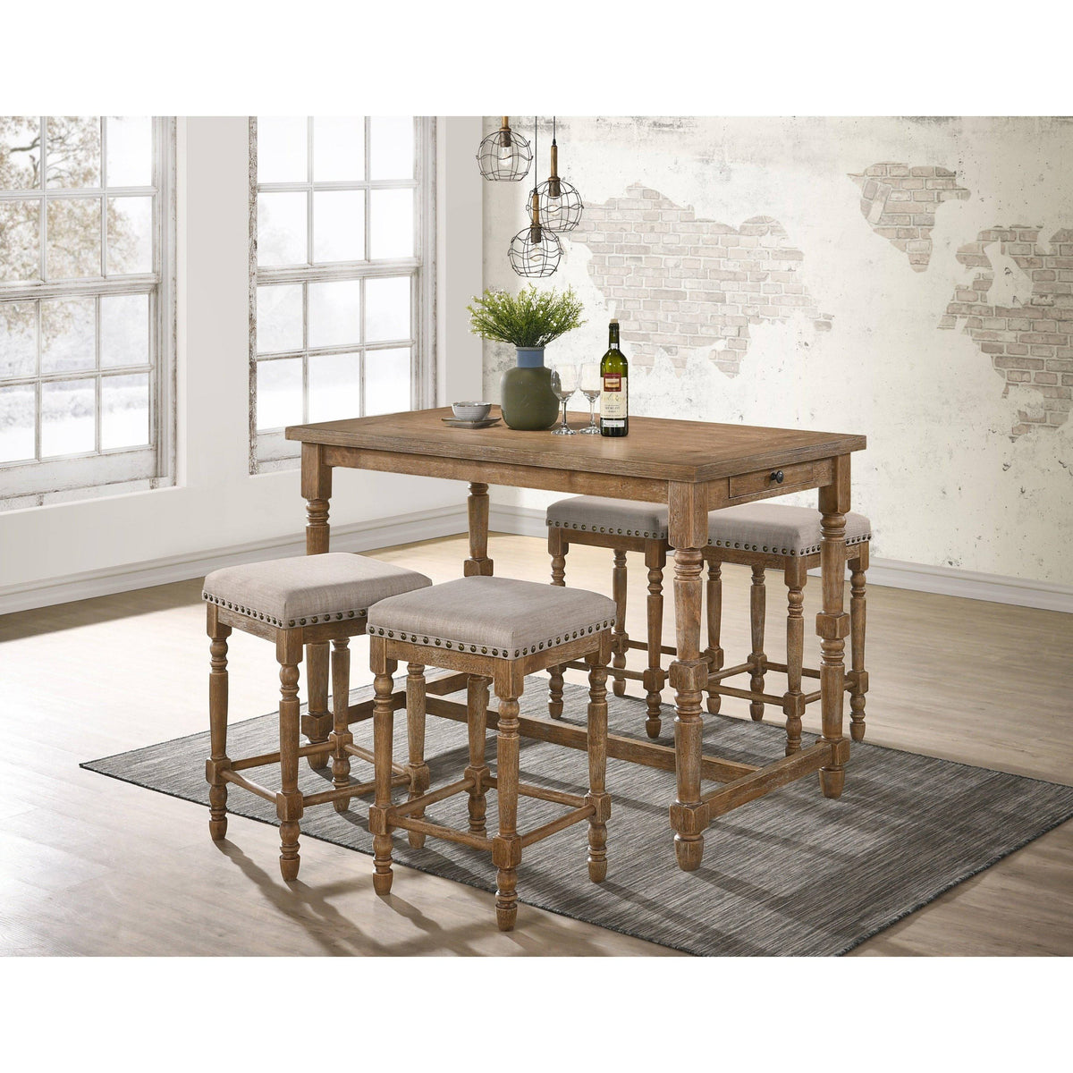 Weathered Oak Finish Counter Height Table M41652