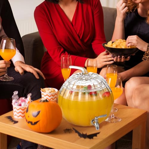 2 Gallon Pumpkin Glass Drink Dispenser with Stand R55340