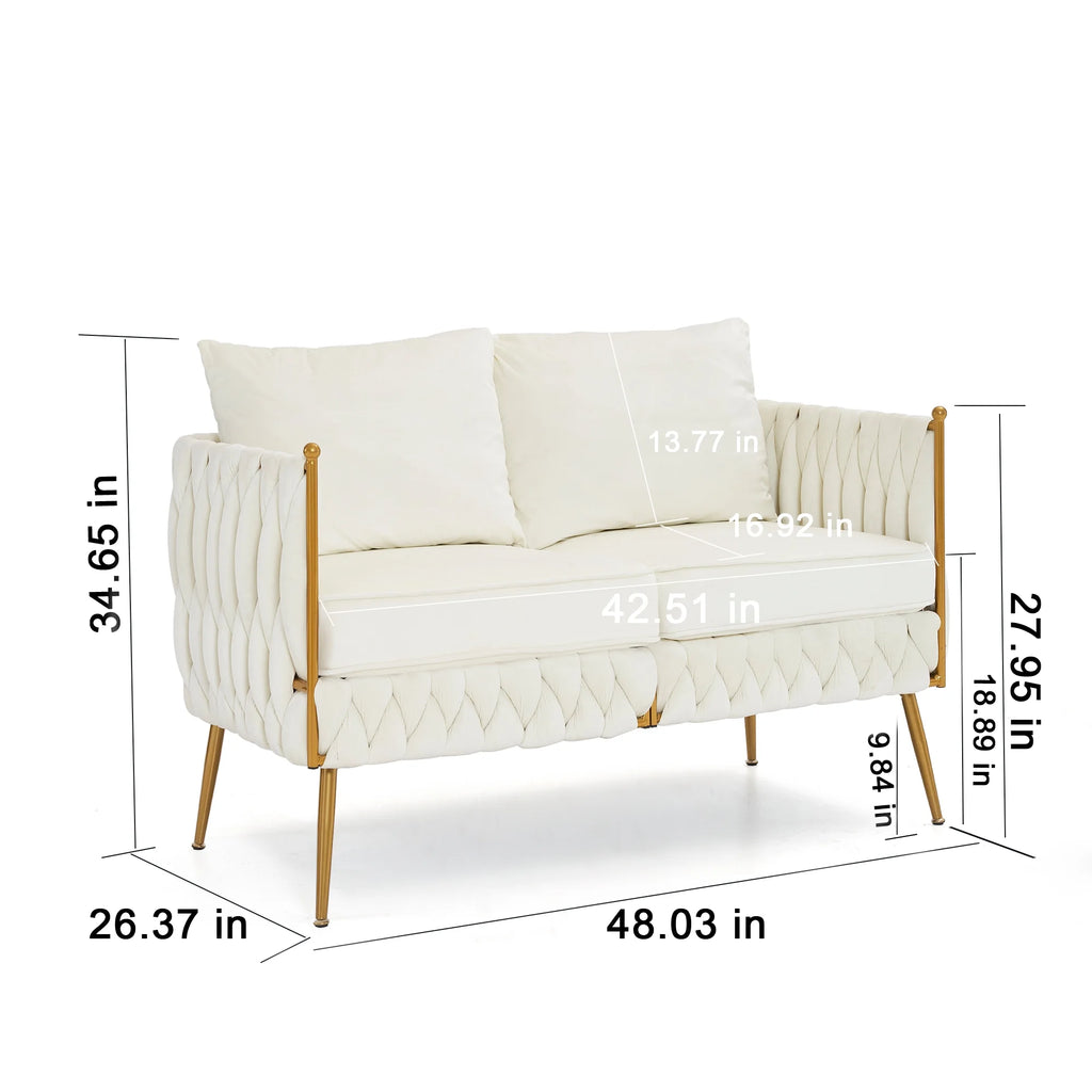 Cream White Velvet 2-Piece Loveseat Set L344239