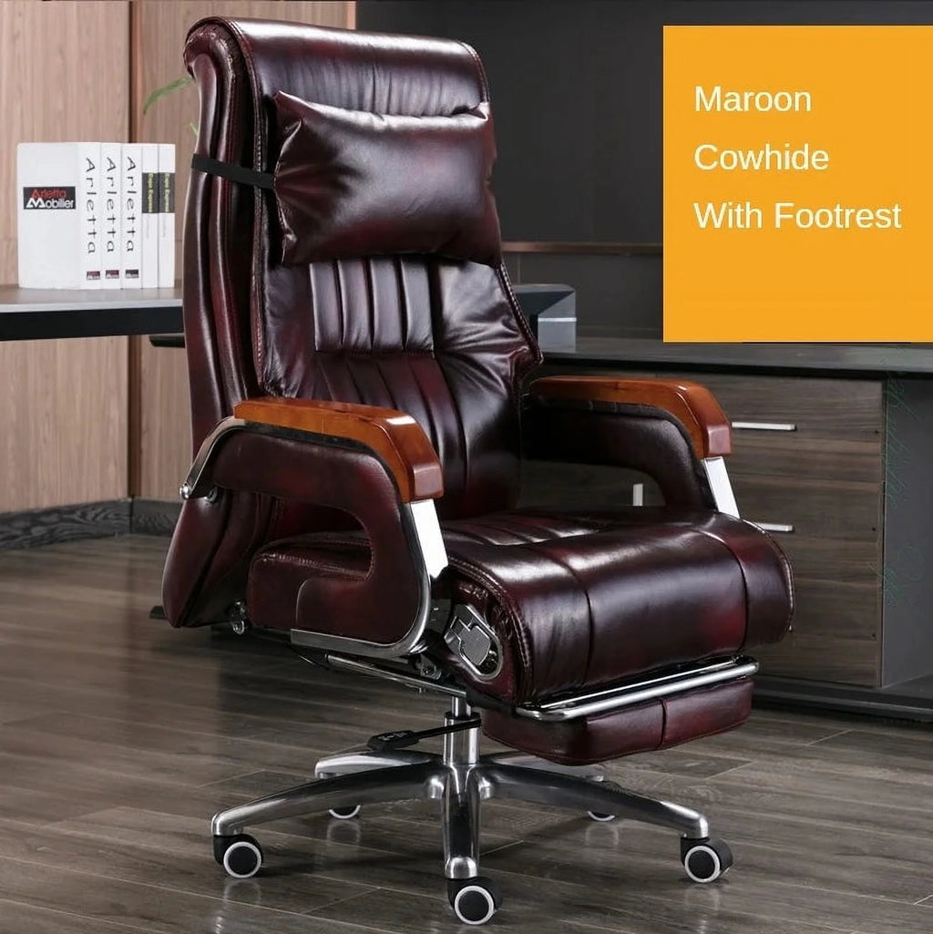Cowhide Reclining Massage Office Chair P98153