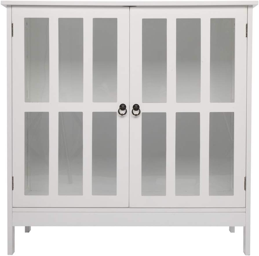 White Double Door Side Cabinet with Storage Drawer G333