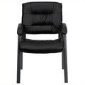 Black Leather Guest Chair with Titanium Frame J739242
