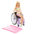 Wheelchair & Ramp Doll with Wavy Blonde Hair & Tropical-Print Outfit E27464