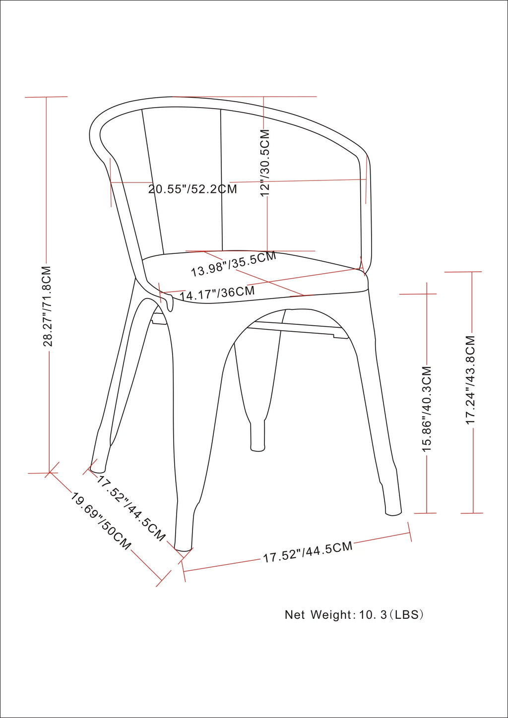 Black Metal Dining Arm Chair Set of 2 Q55129