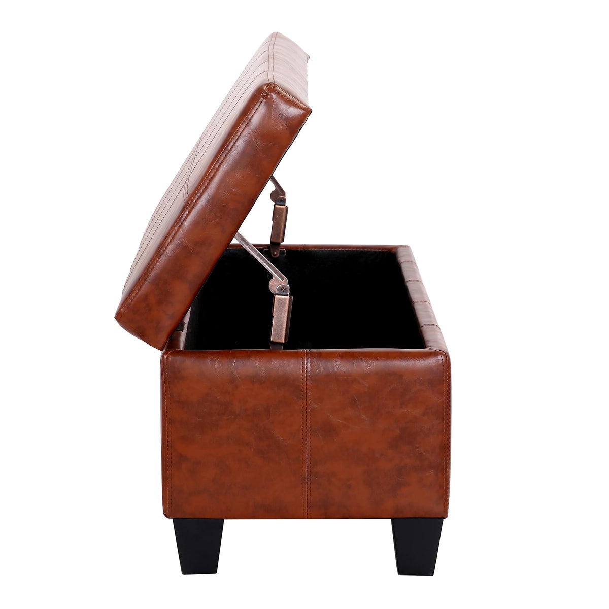 Brown Faux Leather Storage Ottoman Bench D724