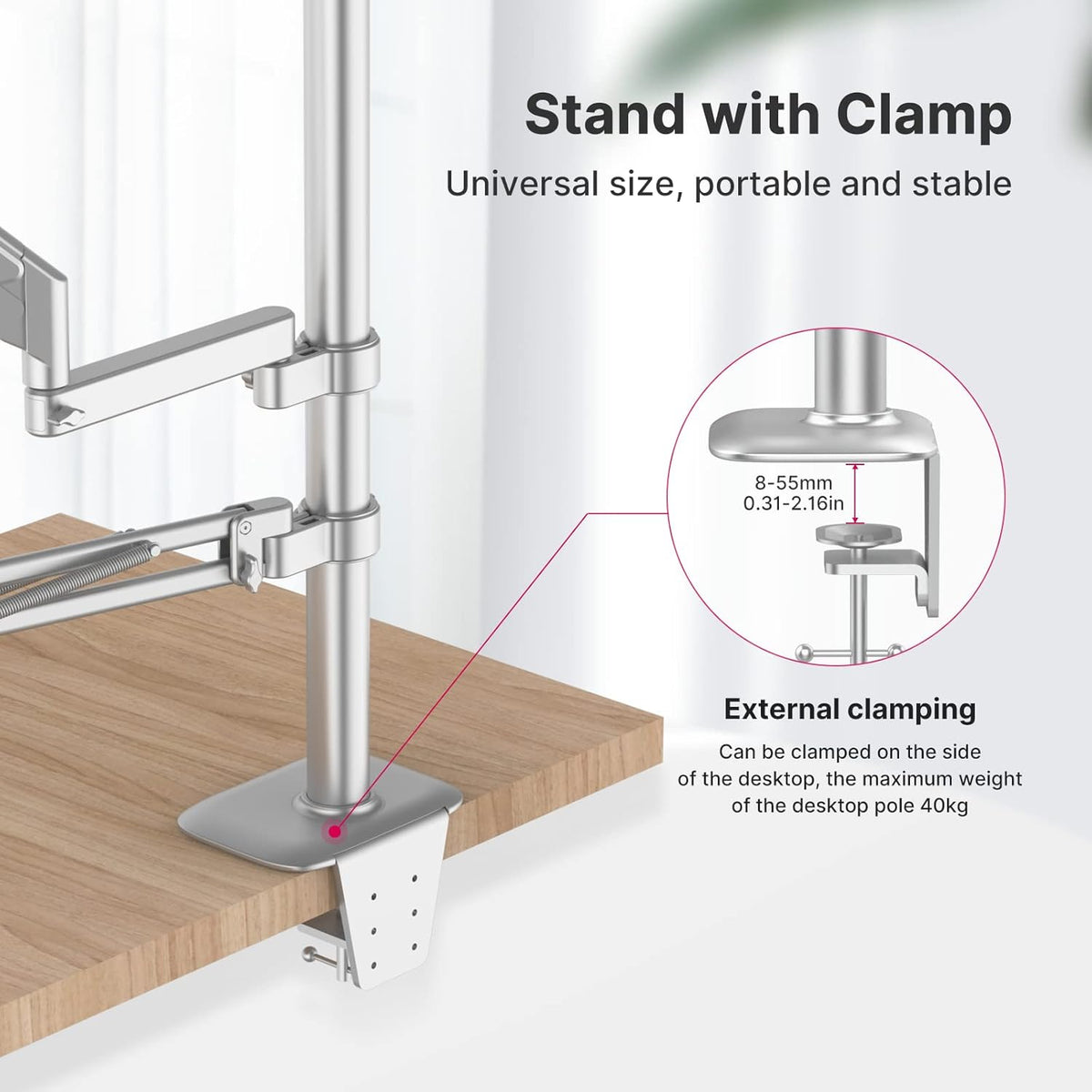 Aluminum Overhead Camera Desk Mount Stand with Boom Arm W513