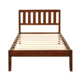 Wood Platform Bed with Headboard Twin Size Walnut U53099