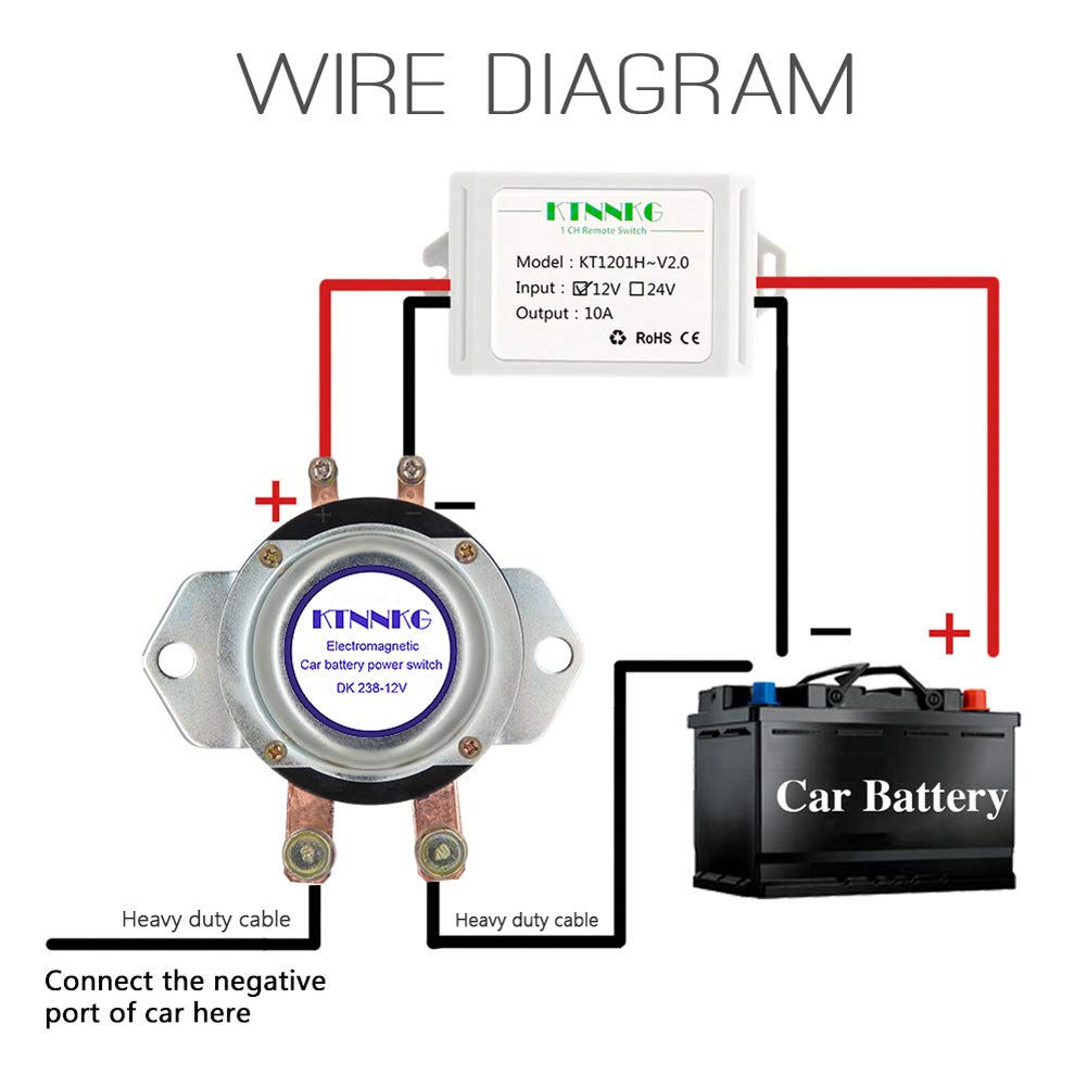 Remote Battery Disconnect Switch for Car, DC12V, 180A, Pack of 2 H312