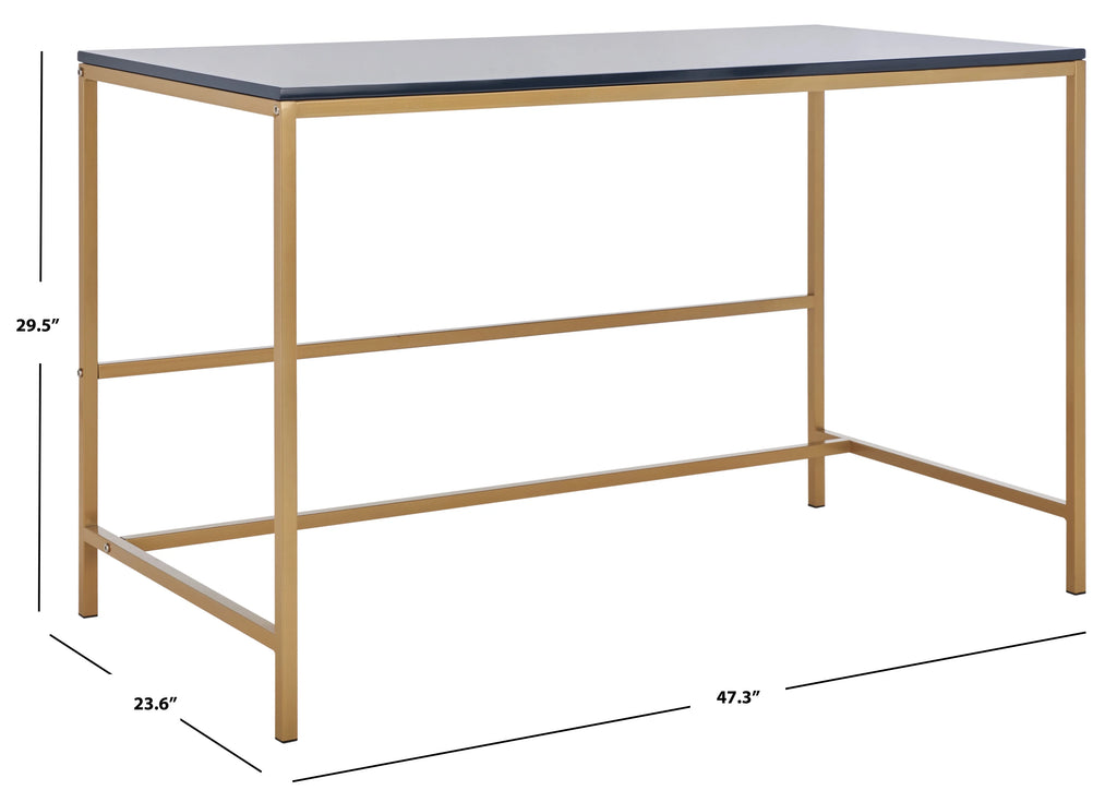 Navy Gold Wood Writing Desk O449