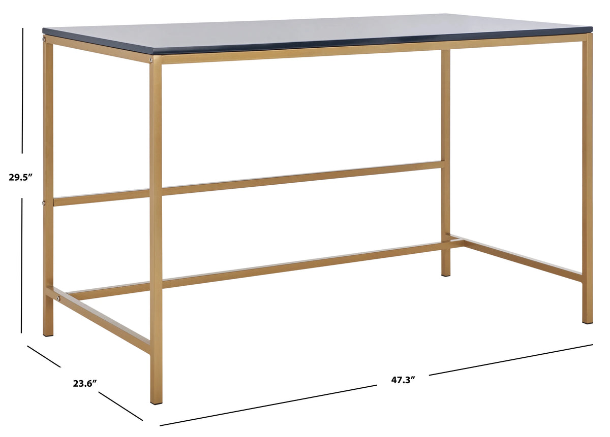 Navy Gold Wood Writing Desk O449