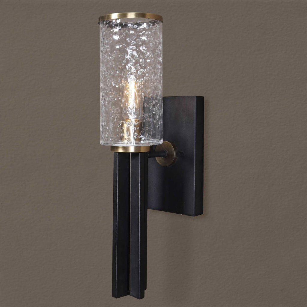 Clear and Black Antique Candle Holder Sconce F624