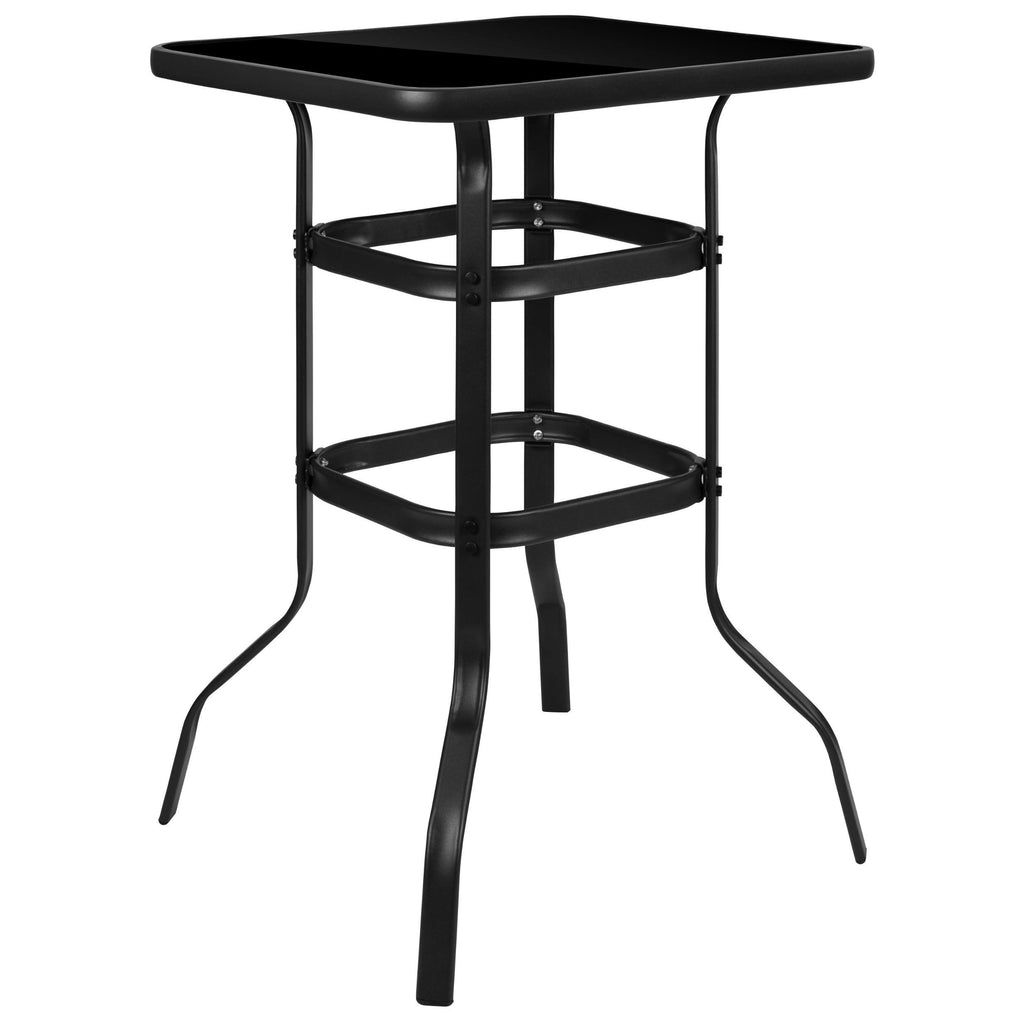 Black Tempered Glass Bar Height Patio Bar Table G609709