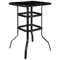 Black Tempered Glass Bar Height Patio Bar Table G609709