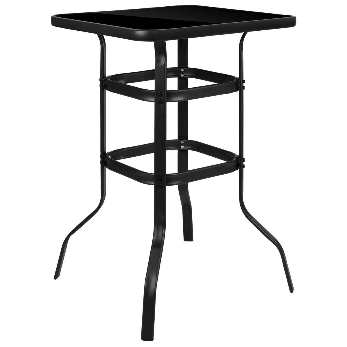 Black Tempered Glass Bar Height Patio Bar Table G609709
