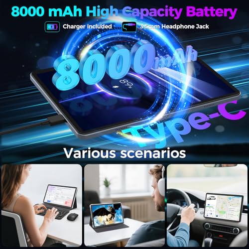 Android 15 Tablet with Keyboard, 26GB RAM, 256GB ROM, 10.1 inch Octa-Core, 8000mAh Battery, Green R6738