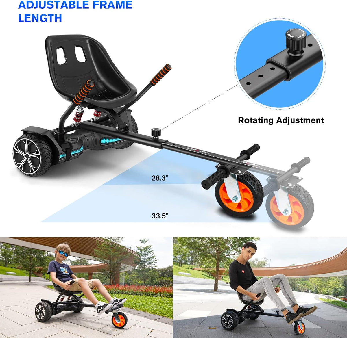 8.5" Offroad Tires Hoverboard Bundle with Music Speaker and Go Kart Attachment U65388