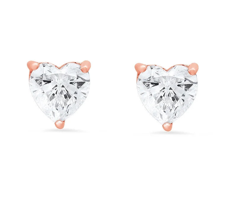 18K Rose Gold Heart Cut Stud Earrings V332625