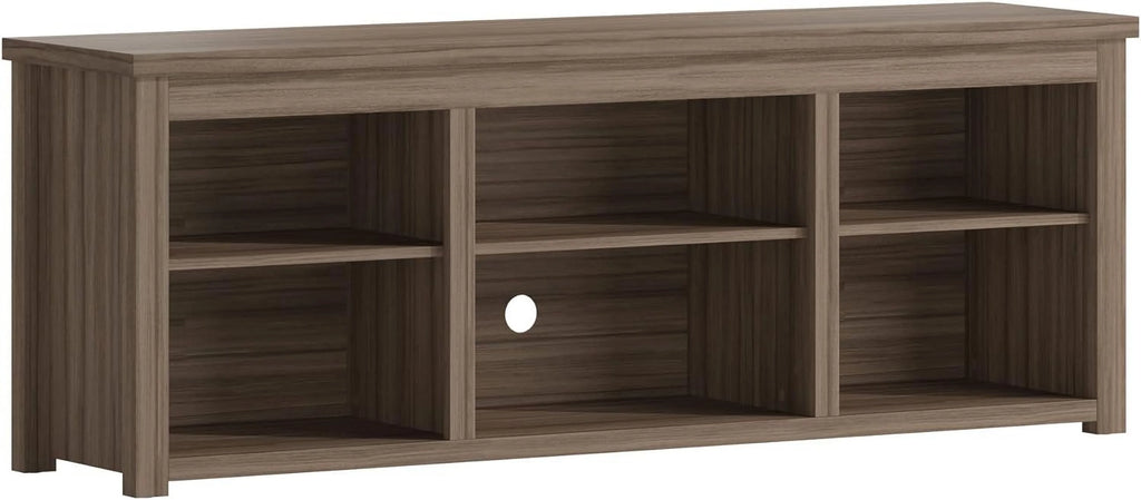 Gray Wash Oak TV Stand with 6 Open Storage Compartments J1831