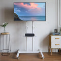 Tall TV Stand with Wheels for 32 to 85 Inch Flat Panel TVs, White Shelf E3305