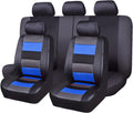 Black Leather and Red Fabric Car Seat Covers Full Set X61675