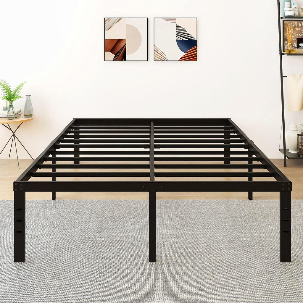 18 Inch Metal Platform Bed Frame Queen Black W85429