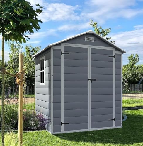 6x4 FT Waterproof Plastic Resin Storage Shed with Lockable Door C7597