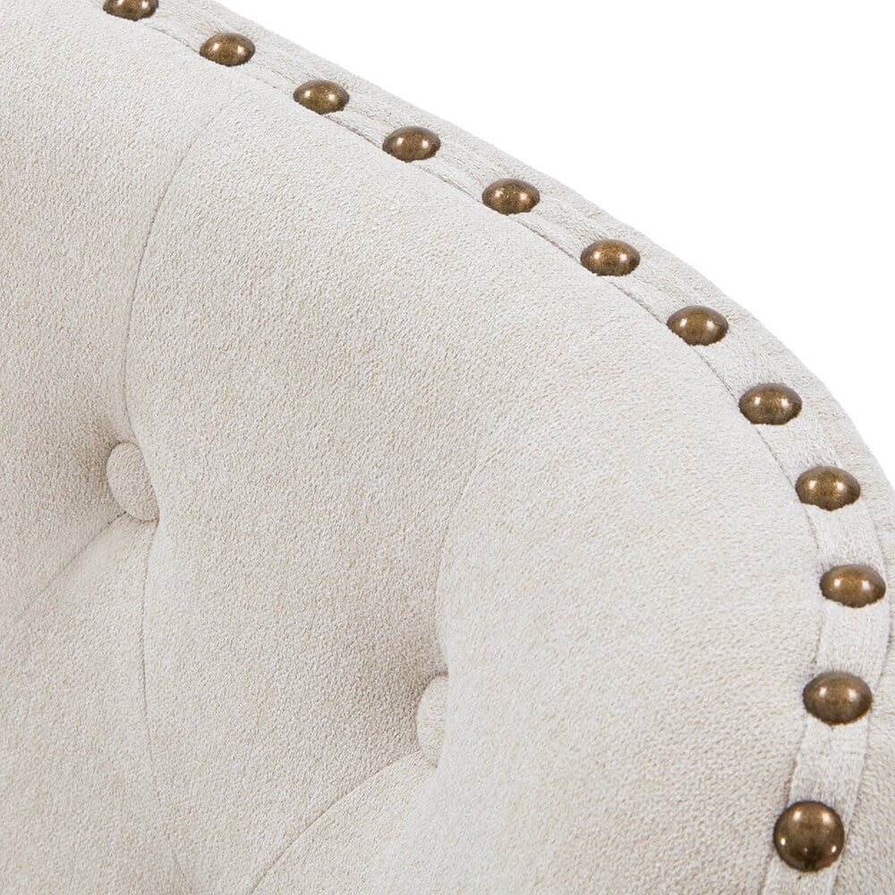 Beige Tufted Accent Chair with Ottoman M572207