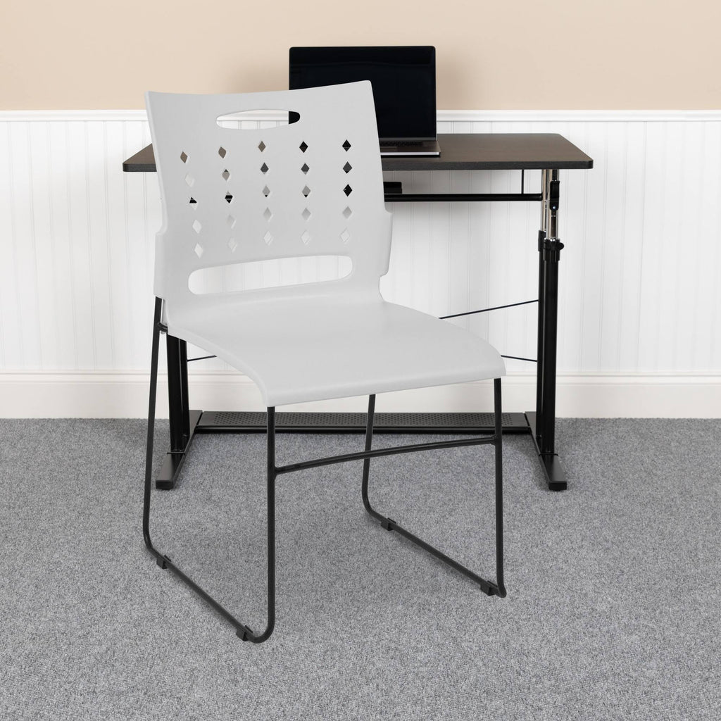 White Sled Base Stack Chair with Air-Vent Back C222